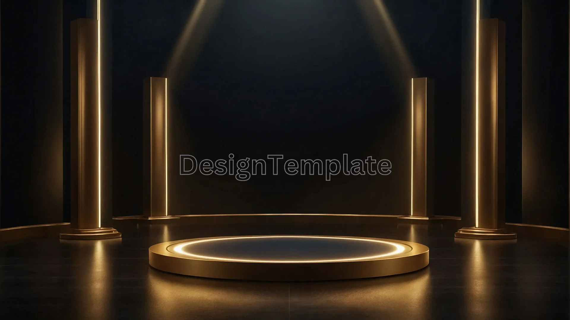 Dramatic Gold Podium Texture Circular Podium Image on Dark Background image